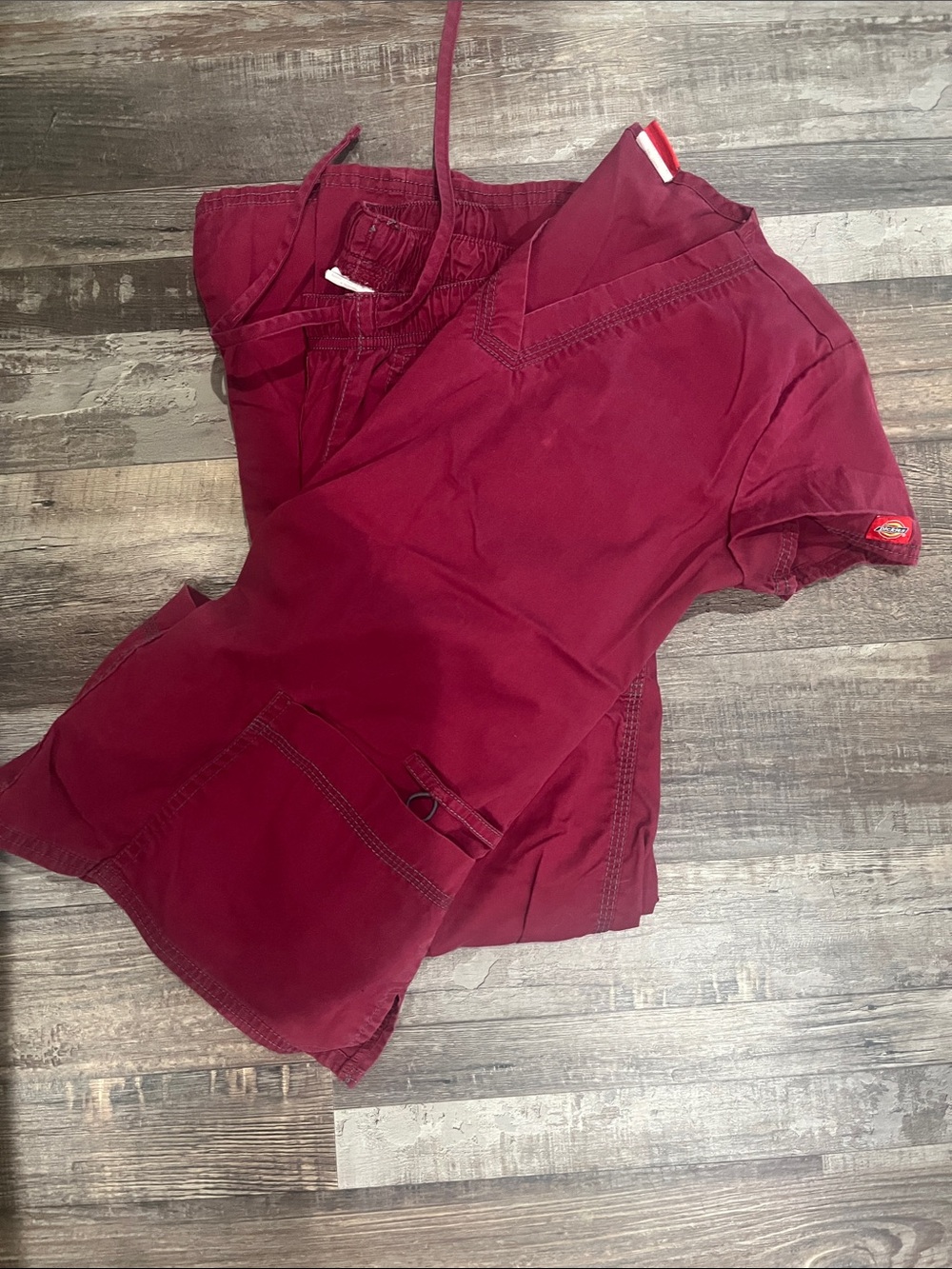 Dickies Womens Burgundy Scrub Top and Pants Set